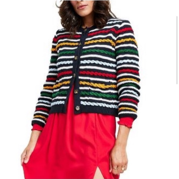 NEW❤️💙La Ligne x Target Multicolor Textured Striped Cardigan Sweater Medium - Picture 7 of 11